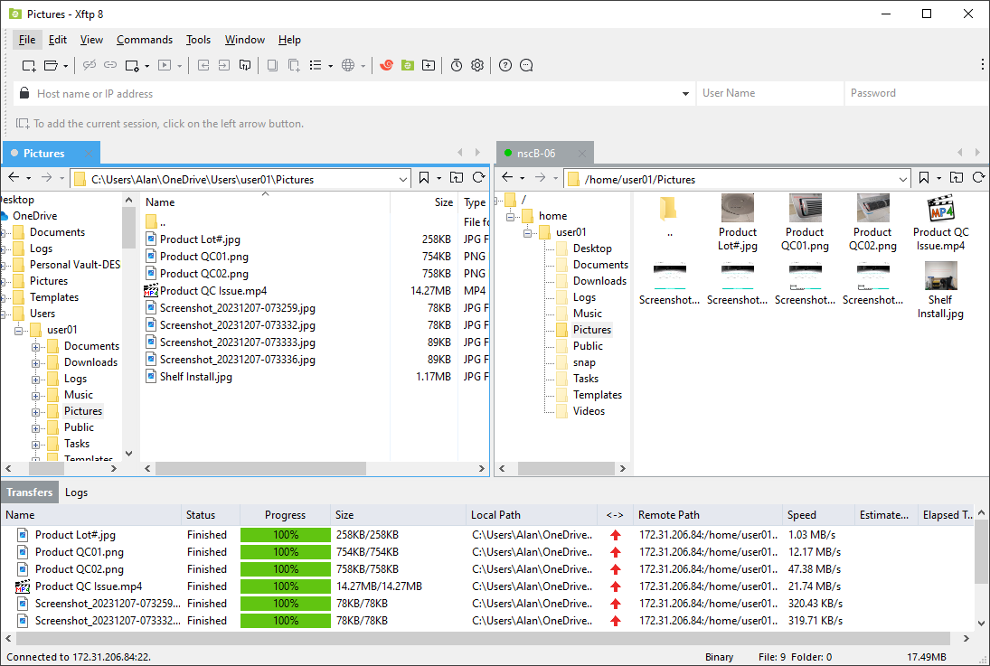 Xftp screenshot